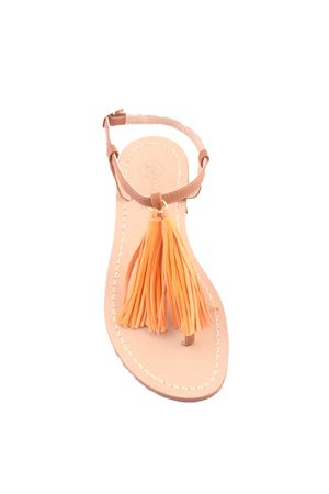 Capri sandals witrh orange decorative tassels Da Costanzo | NAPPINE2 PELLEARANCIO